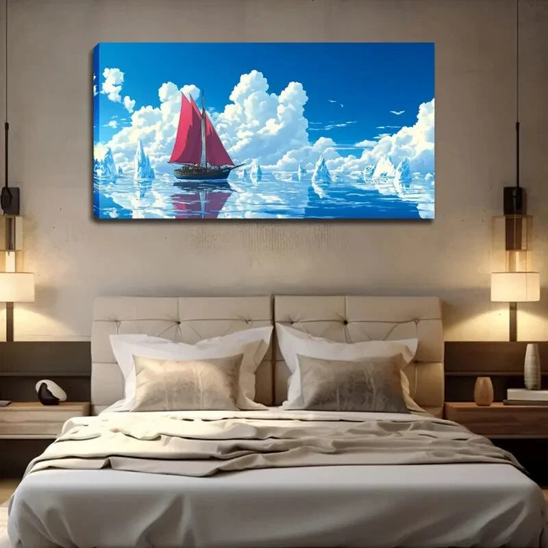 Arctic Iceberg Scene Snowy Peak Wall Art Canvas Office Home Room Framed 120x60cm - Bella Home Decor