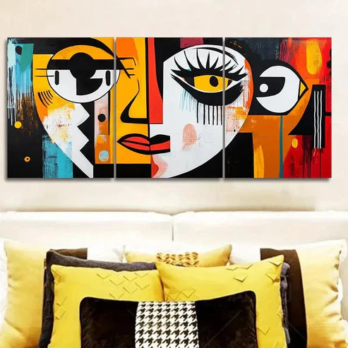 3pcs Abstract Face Canvas Wall Art Set Canvas Unframed - High Quality Print 100% Australian Made Wall Canvas - Bella Home Decor