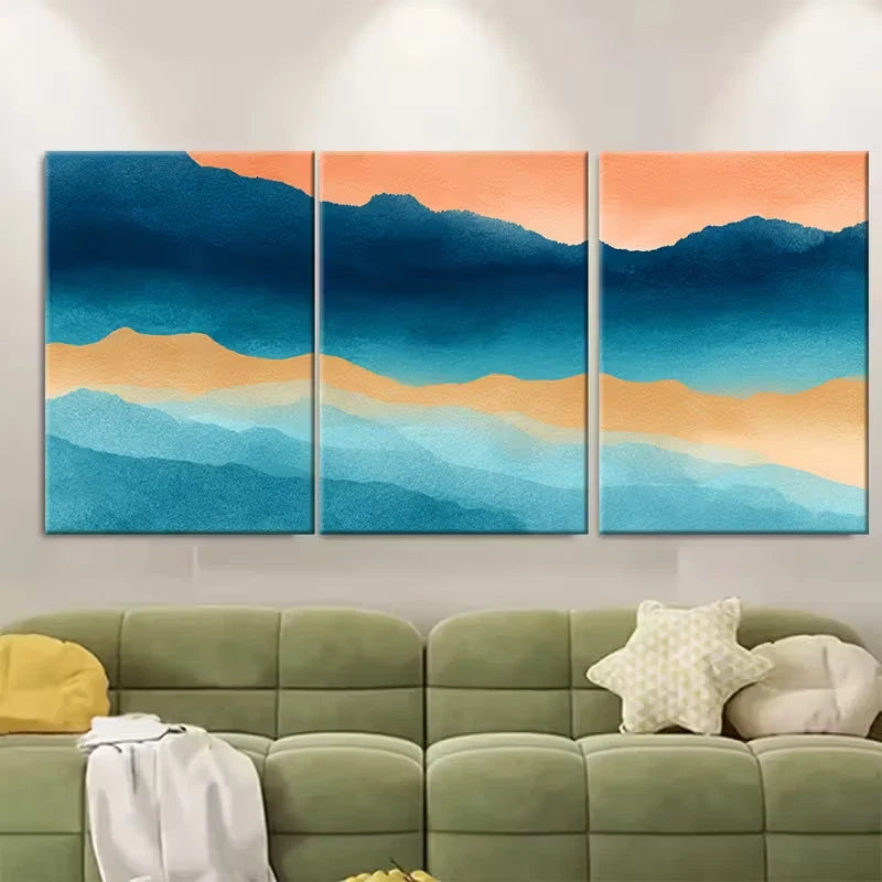 3pcs Watercolor Sunset Metal Print Ready to Hang Art