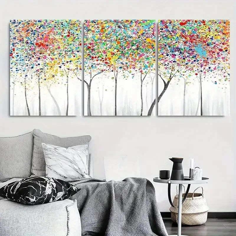 3pcs Abstract Colorful Forest Tree Wall Art Set Canvas Framed 60x90cm - High Quality Print 100% Australian Made Wall Canvas Ready to Hang - Bella Home Decor