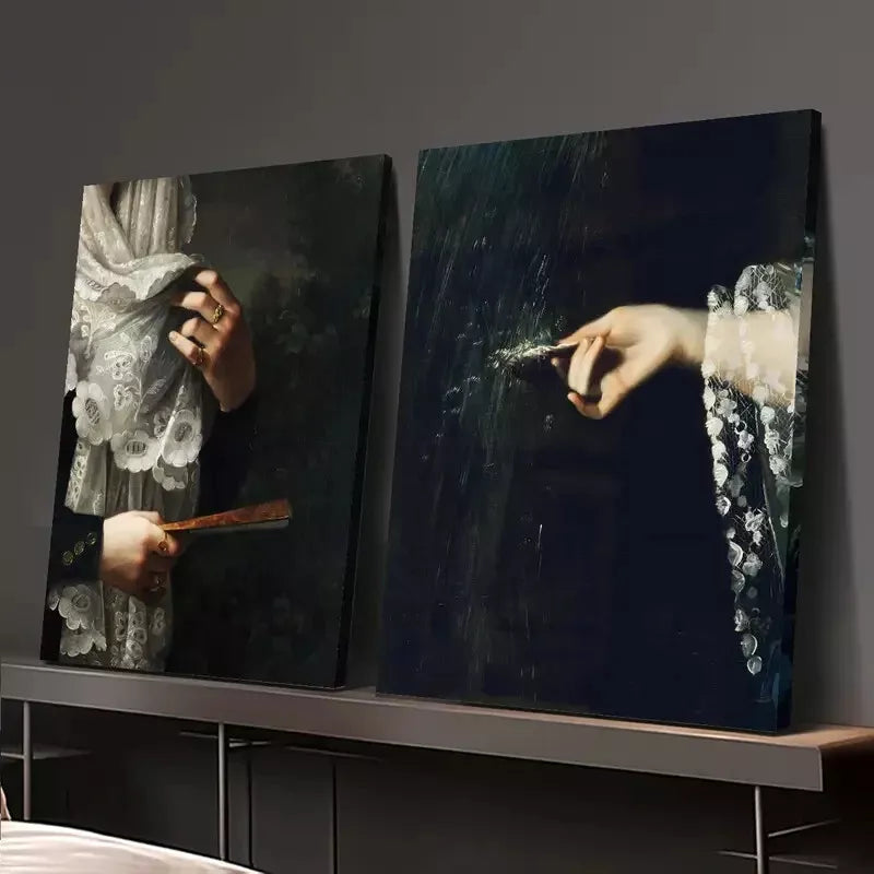 2pcs Painting, Melancholic Vintage Portraiture Canvas Framed 50x75cm - High Quality Print 100% Australian Made Wall Canvas Ready to Hang - Bella Home Decor