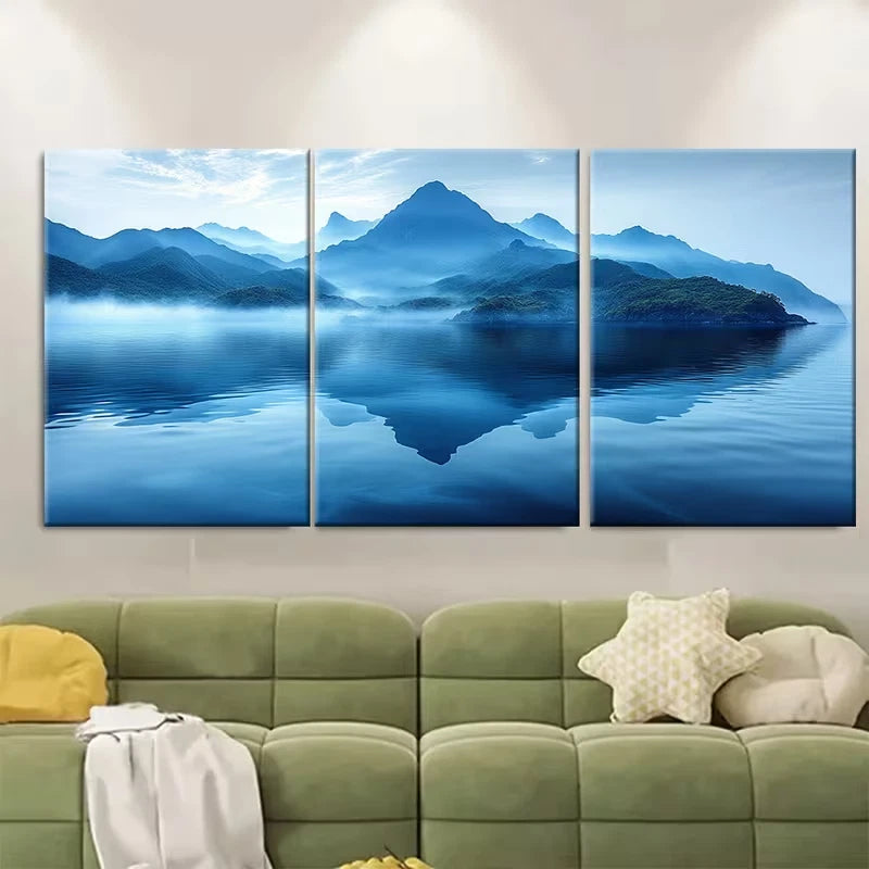 3pcs Misty Wajag Island Seascape Metal Print Ready to Hang Art