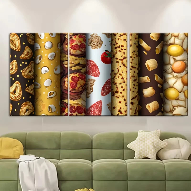3pcs Humorous Food-Themed Design of Pasta Metal Print Ready to Hang Art
