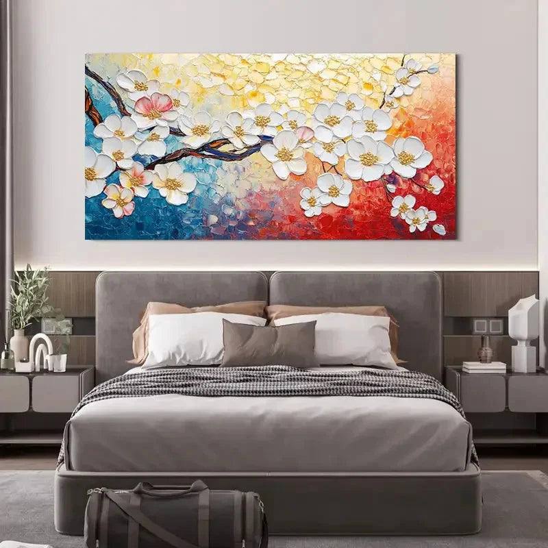 Cherry Blossom Floral Wall Art Canvas Office Home Room Framed 120x60cm