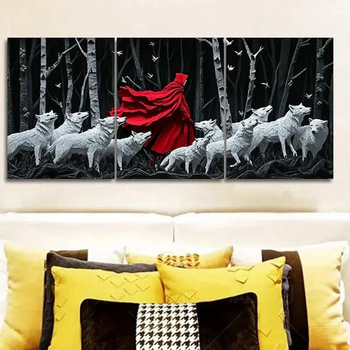 3pcs The Red Lord and the White Wolf Wall Art Set Canvas Unframed - High Quality Print 100% Australian Made Wall Canvas