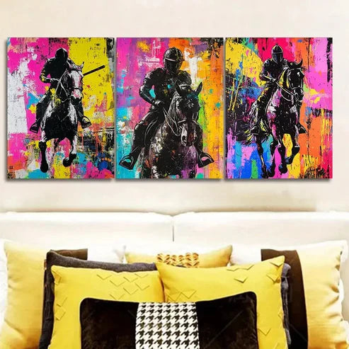 3pcs Knight on Horseback Wall Art Set Canvas Unframed - High Quality Print 100% Australian Made Wall Canvas