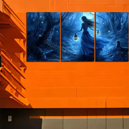 3pcs Mystical Lady and Animals Art Canvas Unframed - High Quality Print 100% Australian Made Wall Canvas