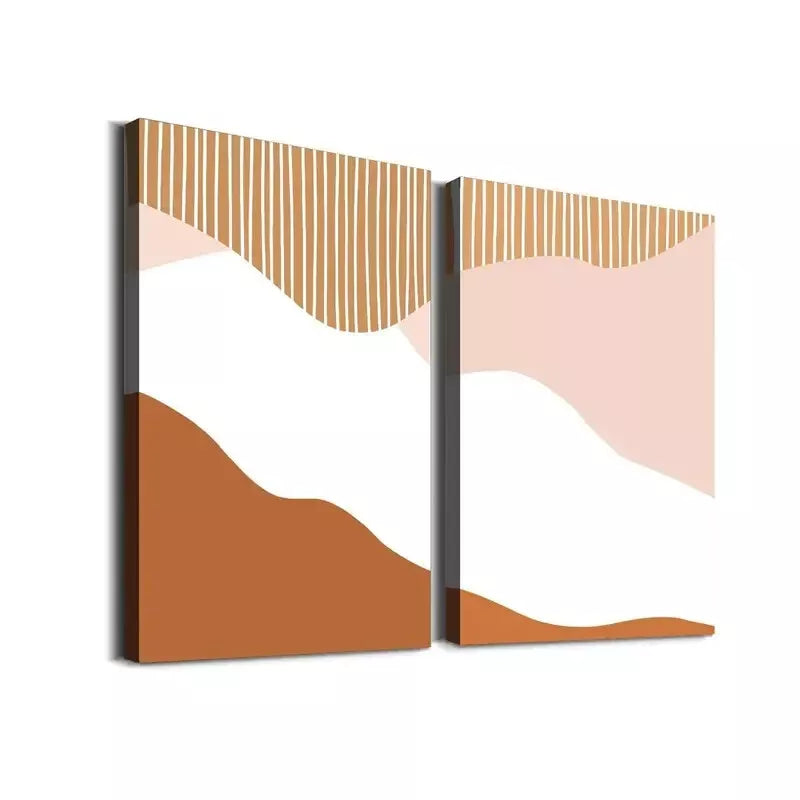 2pcs Orange White Abstract Modern Design Framed 50x75cm - High Quality Print 100% Australian Made Wall Canvas Ready to Hang - Bella Home Decor