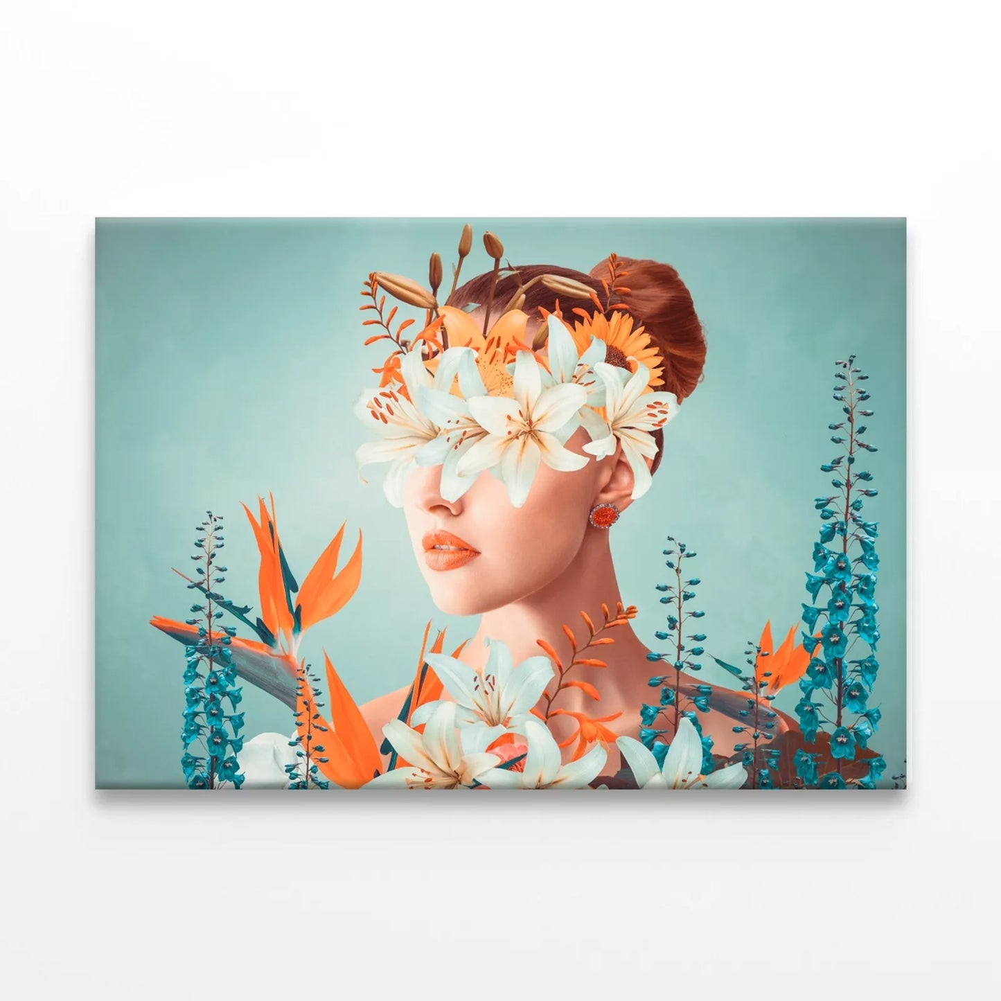 Young Woman With Flowers Portrait Wall Art Decor 100% Australian Made - Bella Home Decor