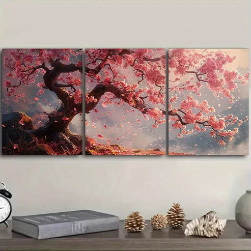 3pcs Cherry Tree Flowers Nature Wall Art Canvas Unframed - High Quality Print 100% Australian Made Wall Canvas - Bella Home Decor