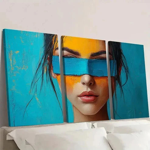 3pcs Woman Painting Original Artwork FI Wall Art Set Canvas Unframed - High Quality Print 100% Australian Made Wall Canvas - Bella Home Decor