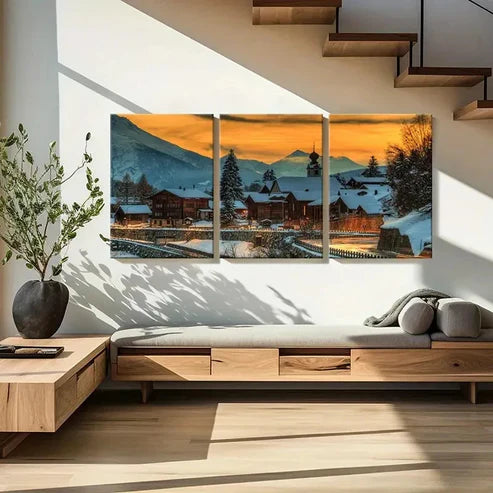 3pcs Winter Landscape Snow Scene Wall Art Canvas Unframed - High Quality Print 100% Australian Made Wall Canvas
