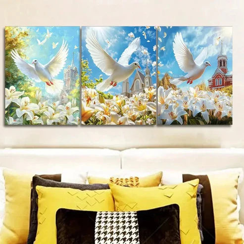 3pcs The Dove of Peace Wall Art Set Canvas Unframed - High Quality Print 100% Australian Made Wall Canvas