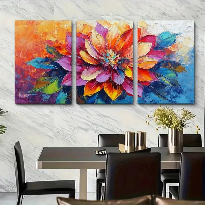 3pcs Colorful Abstract Bloom Oil Painting I Wall Art Set Canvas Framed 50x70cm - High Quality Print 100% Australian Made Wall Canvas Ready to Hang - Bella Home Decor