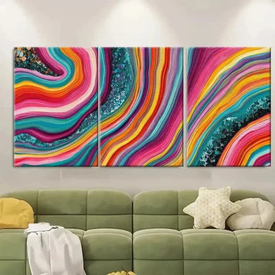 3pcs Colorful Abstract Modern Statement Wall Art Set Canvas Framed 60x90cm - High Quality Print 100% Australian Made Wall Canvas Ready to Hang - Bella Home Decor