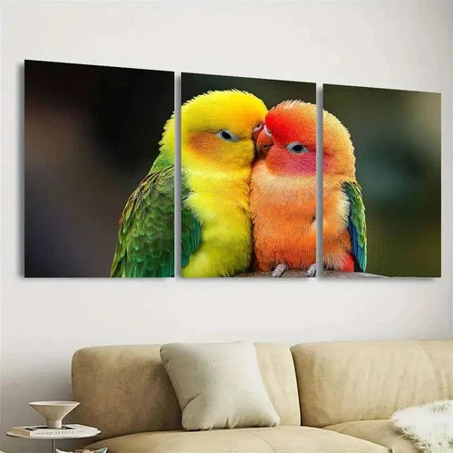 3pcs Lovebirds Wall Art Set Canvas Framed 50x70cm - High Quality Print 100% Australian Made Wall Canvas Ready to Hang