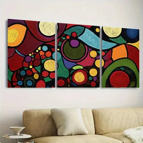 3pcs Vibrant Abstract Aboriginal Wall Art Set Canvas Unframed - High Quality Print 100% Australian Made Wall Canvas - Bella Home Decor