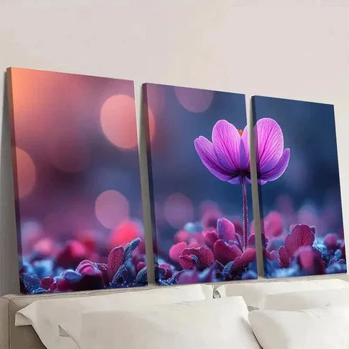 3pcs Cyclamen Print Flower Painting Wall Art Set Canvas Unframed - High Quality Print 100% Australian Made Wall Canvas - Bella Home Decor