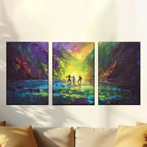 3pcs Colorful Abstract Aurora People Wall Art Canvas Unframed – High Quality Print 100% Australian Made Wall Canvas - Bella Home Decor