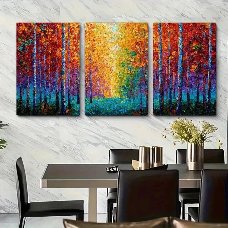 3pcs Abstract Autumn Textured Sunset Perfect Wall Art Set Canvas Framed 50x70cm - High Quality Print 100% Australian Made Wall Canvas Ready to Hang - Bella Home Decor