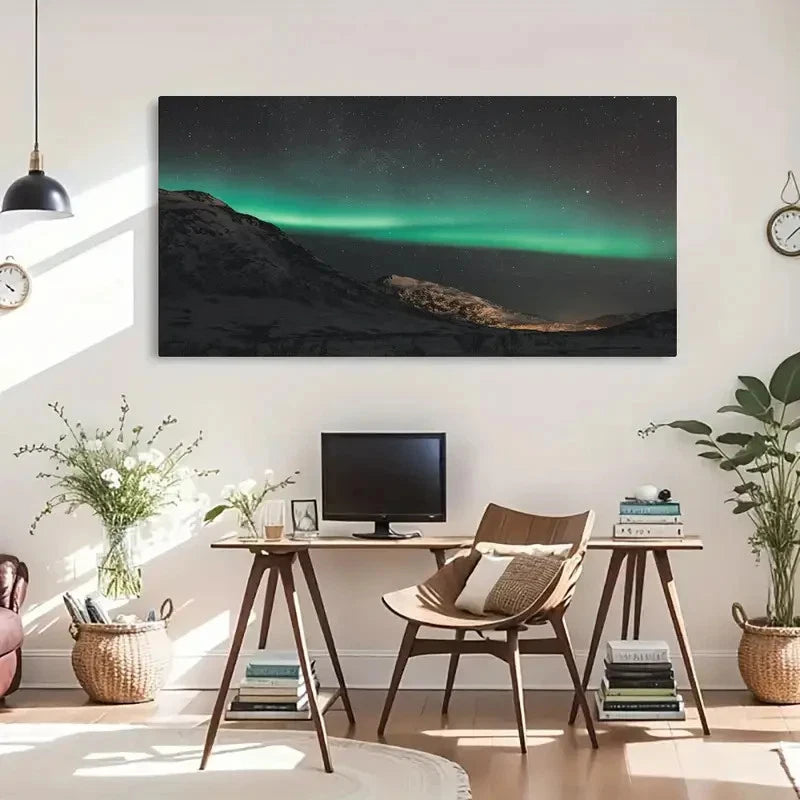 Tromso Northern Lights Over Wall Art Canvas Office Home Room Framed 120x60cm