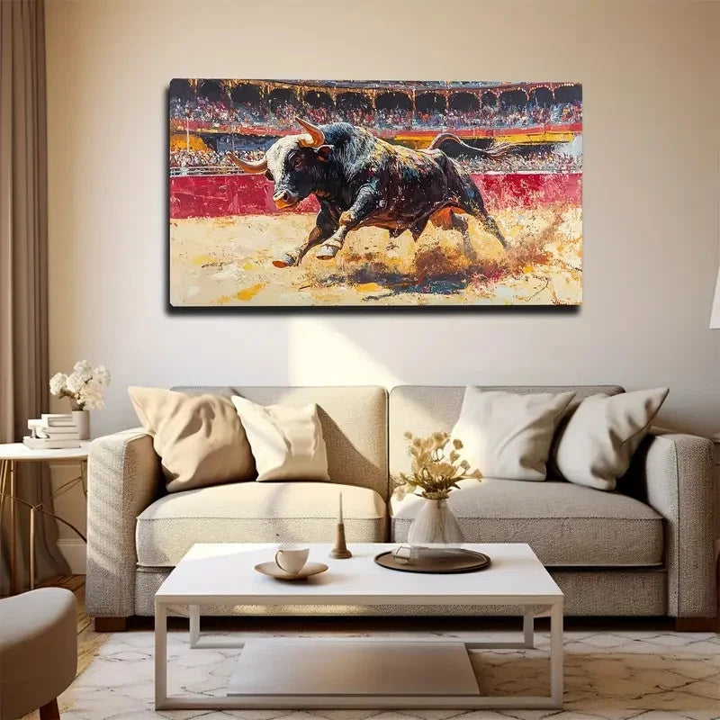 Spanish Bullfighting Wall Art Canvas Office Home Room Framed 120x60cm