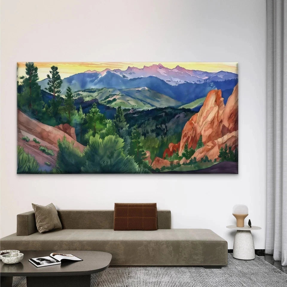 Aspen Trees & Colorado Peaks Wall Art Canvas Office Home Room Framed 120x60cm