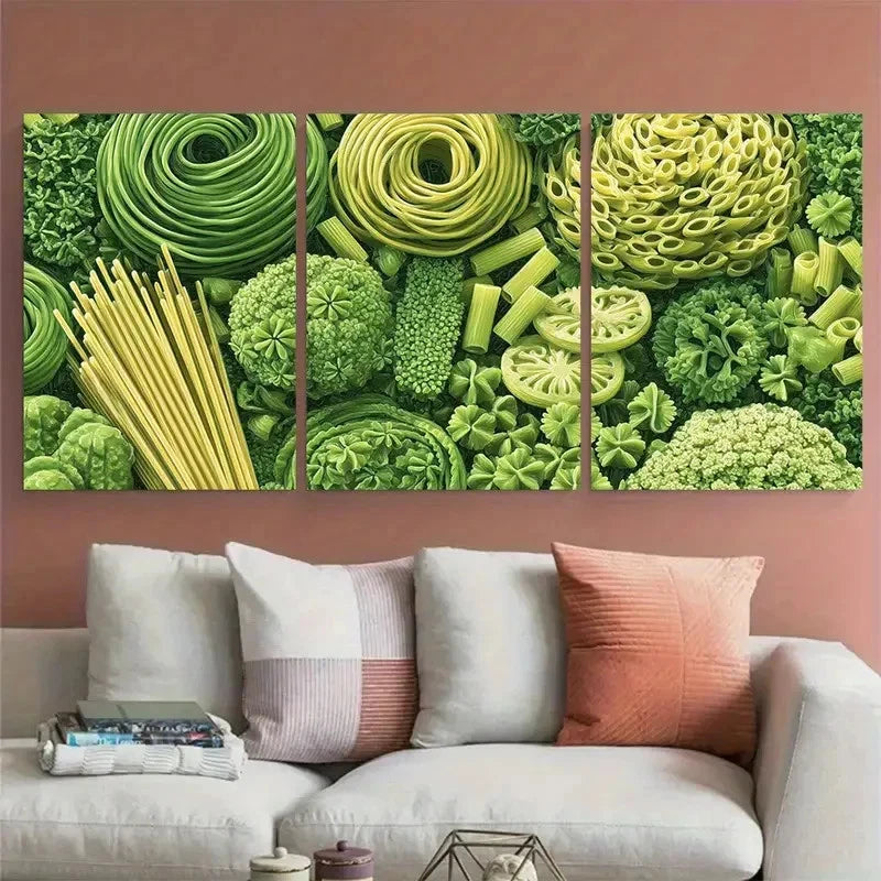 3pcs Retro Italian Food Spaghetti Perfect Wall Art Set Canvas Framed 60x90cm - High Quality Print 100% Australian Made Wall Canvas Ready to Hang