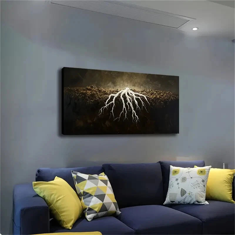 White Tree Roots Deeply Wall Art Canvas Office Home Room Framed 120x60cm - Bella Home Decor