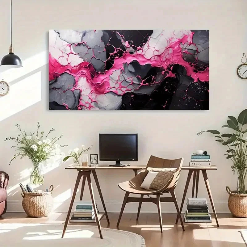Abstract Geometric Ink Splatter Wall Art Canvas Office Home Room Framed 120x60cm