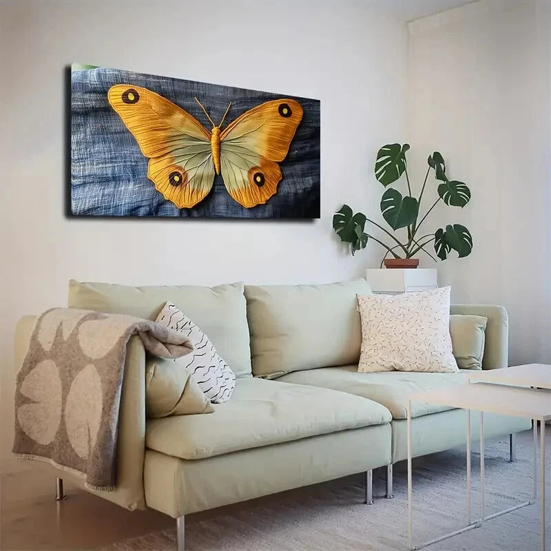 Vibrant Yellow and Blue Design Wall Art Canvas Office Home Room Framed 120x60cm - Bella Home Decor
