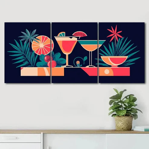 3pcs Colorful Triptych Bottle Nice Perfect Wall Art Canvas Unframed - High Quality Print 100% Australian Made Wall Canvas - Bella Home Decor