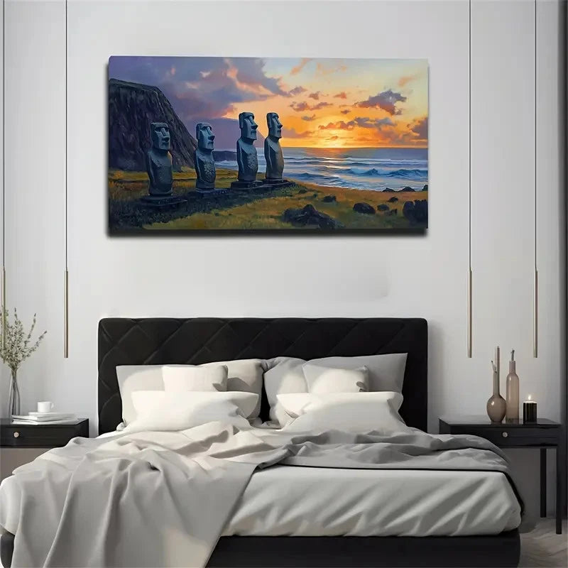 Sunset At Easter Island Wall Art Canvas Office Home Room Framed 120x60cm