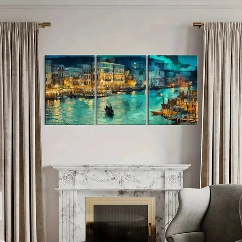 3pcs A City On The Water Italy Venice Wall Art Canvas Unframed - High Quality Print 100% Australian Made Wall Canvas - Bella Home Decor