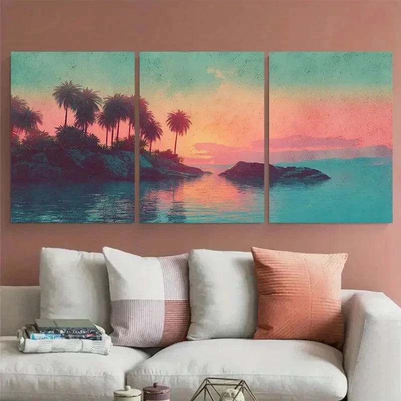 3pcs Retro Ocean Seascape Antique Perfect Wall Art Set Canvas Framed 60x90cm - High Quality Print 100% Australian Made Wall Canvas Ready to Hang