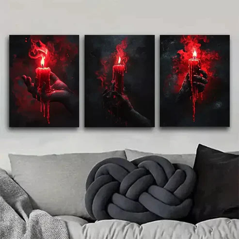 3pcs Beautiful Candle and Hand Modern Wall Art Canvas Unframed - High Quality Print 100% Australian Made Wall Canvas - Bella Home Decor