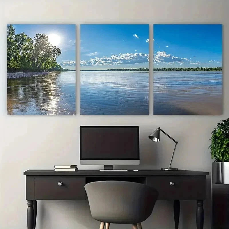 3pcs Southern Scenic Southern River Perfect Wall Art Set Canvas Framed 50x70cm - High Quality Print 100% Australian Made Wall Canvas Ready to Hang