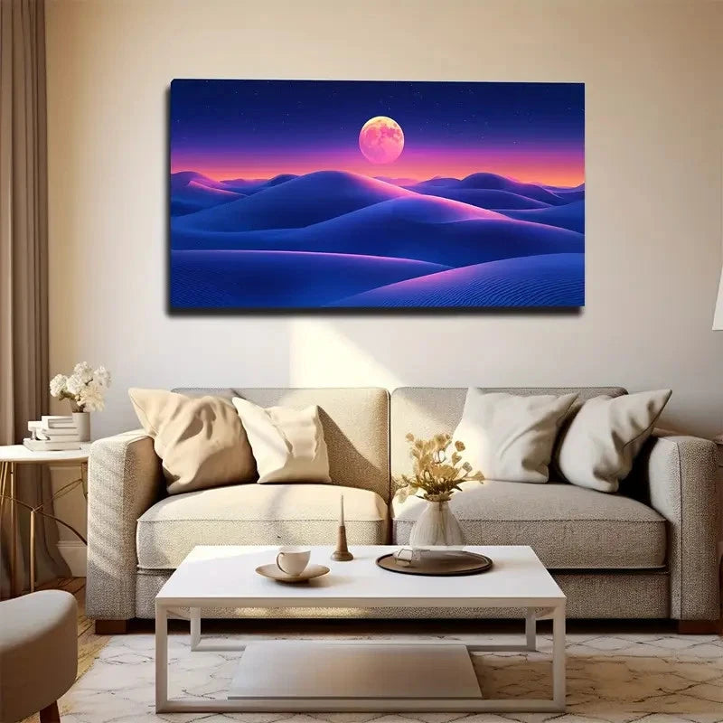 Pink Purple Desert Sky Wall Art canvas office home room framed 120x60cm