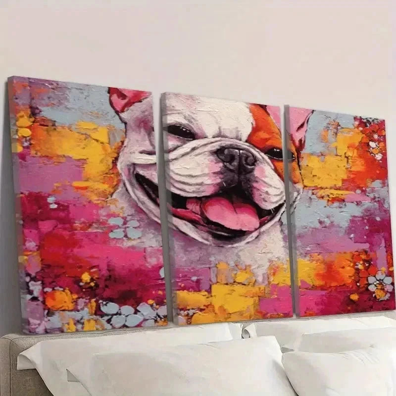 3pcs Abstract Art Happy Wall Art Set Canvas Framed 40x60cm - High Quality Print 100% Australian Made Wall Canvas Ready to Hang - Bella Home Decor