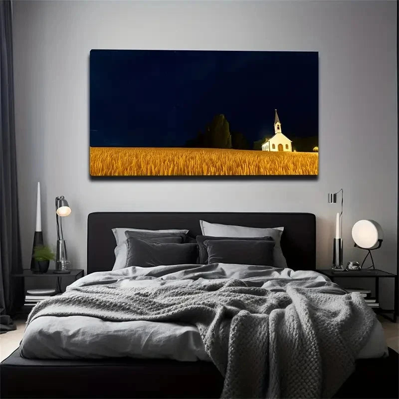 Wheat Field Wall Art Canvas Office Home Room Framed 120x60cm