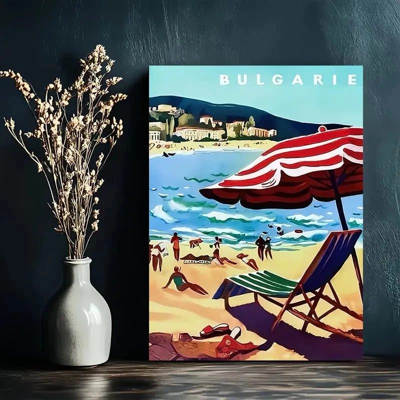 Bulgarian Black Sea Coast Beach Resort Travel Poster Print Wall Art