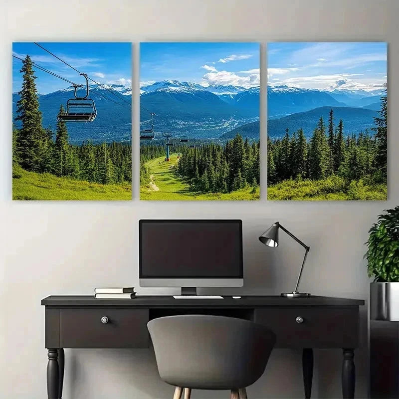3pcs Whistler Travel Mountain British Perfect Wall Art Set Canvas Framed 50x70cm - High Quality Print 100% Australian Made Wall Canvas Ready to Hang