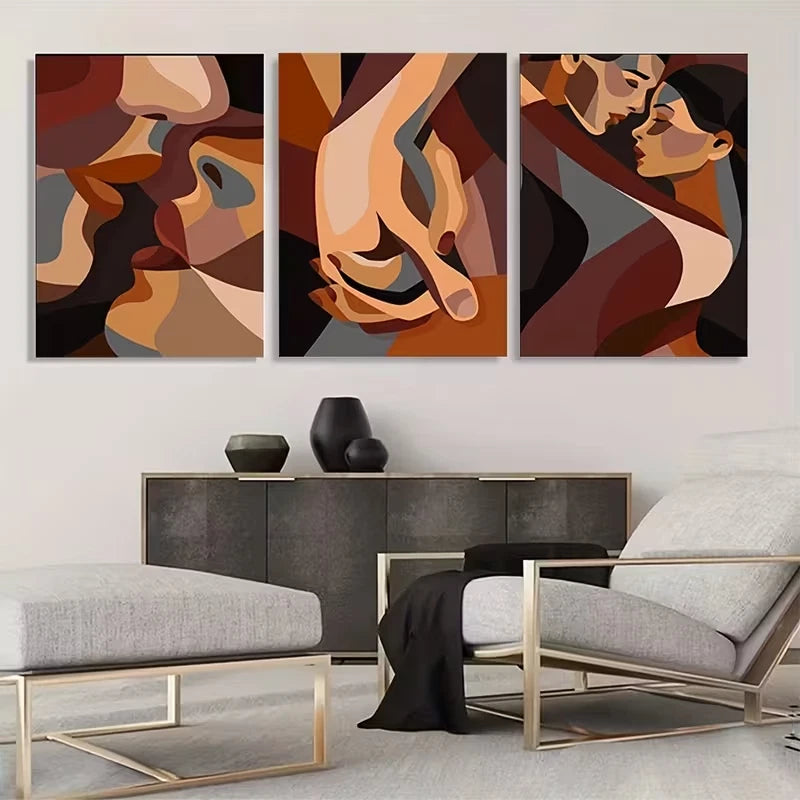 3pcs Romantic Abstract Love Decor Wall Art Set Canvas Framed 50x70cm - High Quality Print 100% Australian Made Wall Canvas Ready to Hang