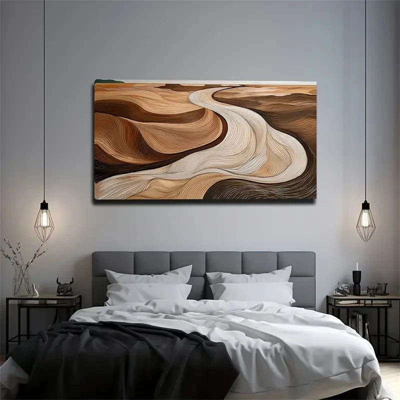 Modern Brown Beige Black Wall Art Canvas Office Home Room Framed 120x60cm