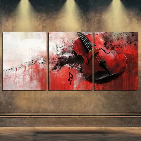 3pcs Guitar Red Dark Colorful Décor Perfect Wall Art Set Canvas Unframed - High Quality Print 100% Australian Made Wall Canvas