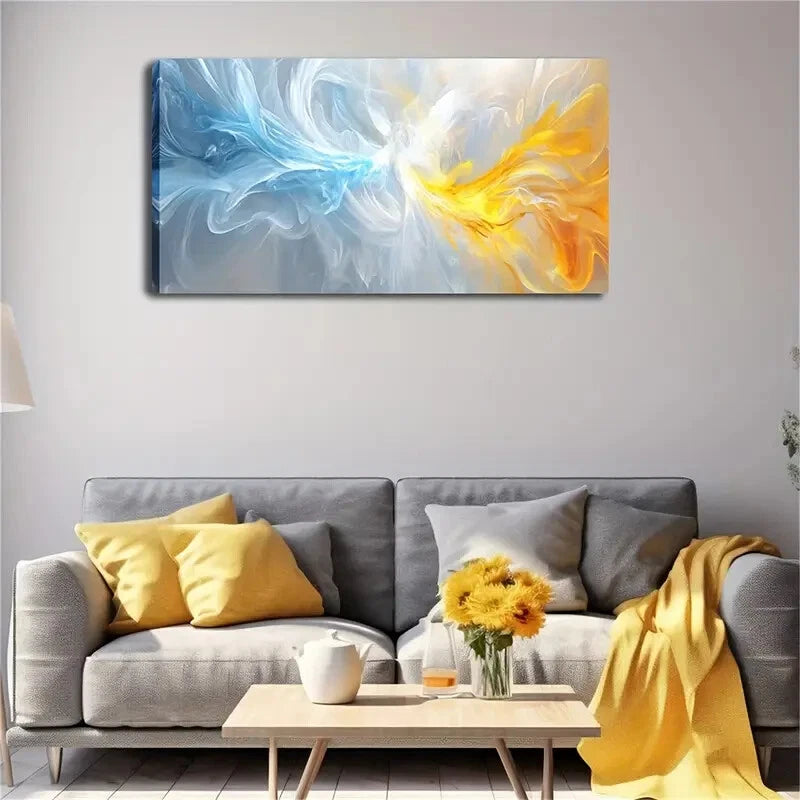 Two Colors Interwoven Flowers Wall Art Canvas Office Home Room Framed 120x60cm - Bella Home Decor