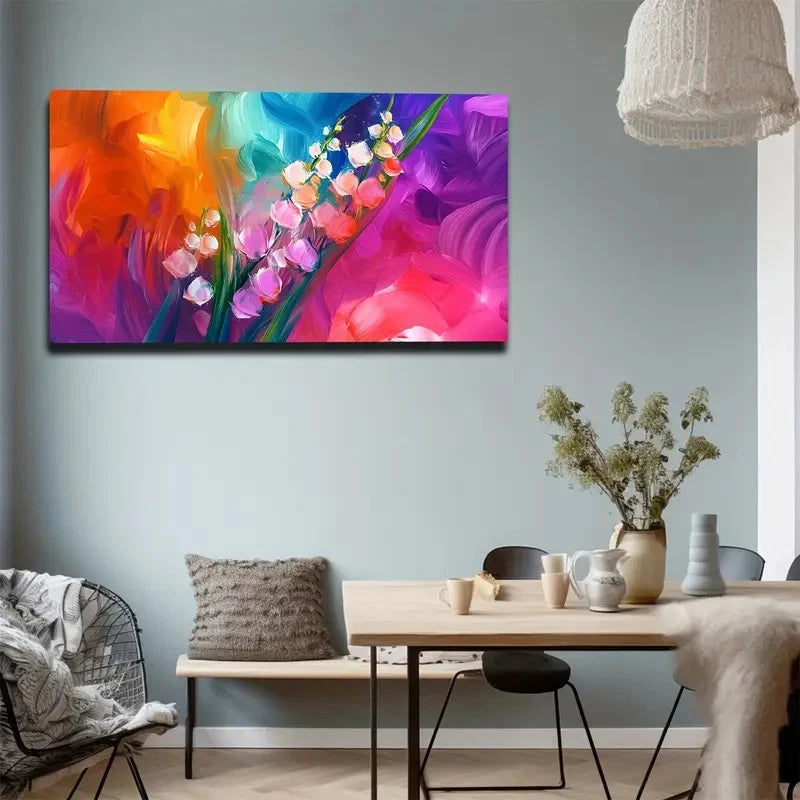 Valley With Rainbow Hues Wall Art canvas office home room framed 120x60cm