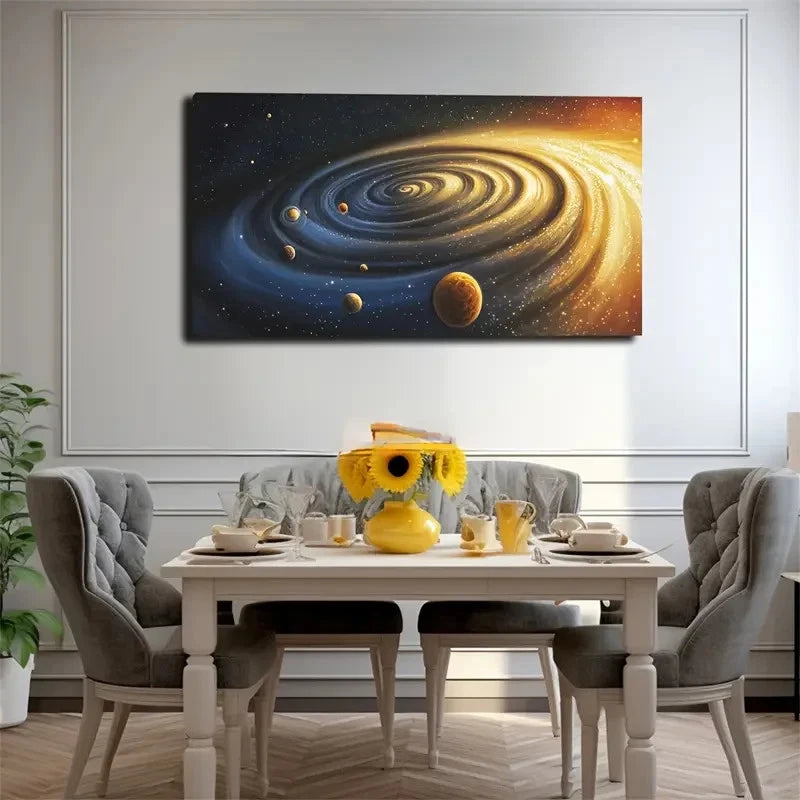 Spiral Galaxy Structure Planets Wall Art Canvas Office Home Room Framed 120x60cm