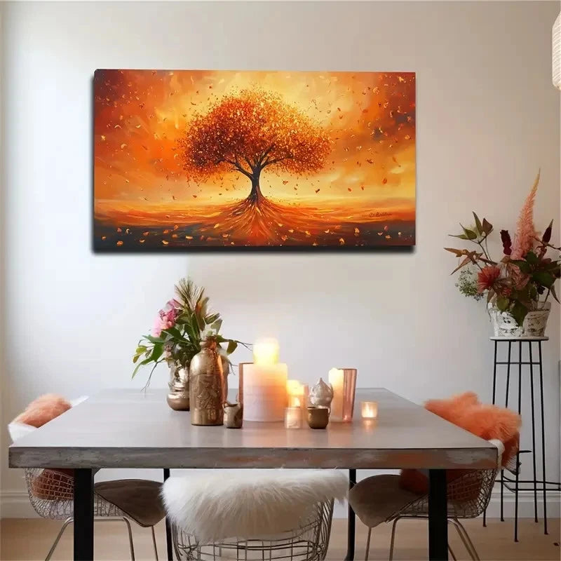 Fallen Leaves In The Air Wall Art canvas office home room framed 120x60cm - Bella Home Decor
