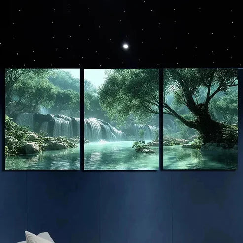 3pcs Green Trees and Clear Water Decoration Wall Art Canvas Unframed – High Quality Print 100% Australian Made Wall Canvas